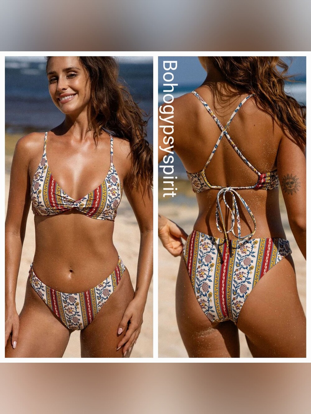 $77 Berlook Red Reversible Floral Bikini Set, Medium
